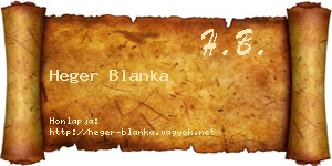 Heger Blanka névjegykártya